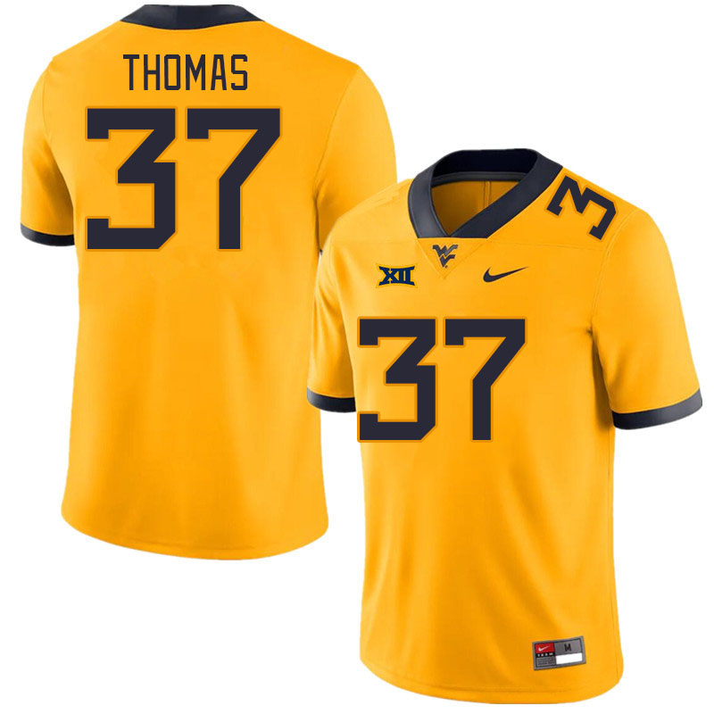 Men #37 Keaton Thomas West Virginia Mountaineers College Football Jerseys Stitched Sale-Gold